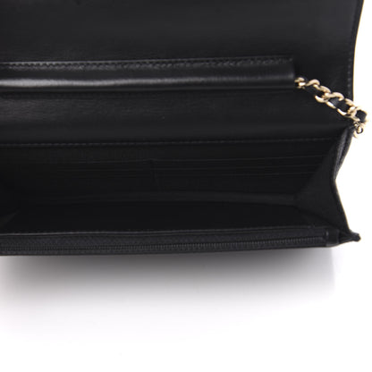 Chanel Caviar Camellia Embossed Wallet On Chain WOC Black 5 of 11