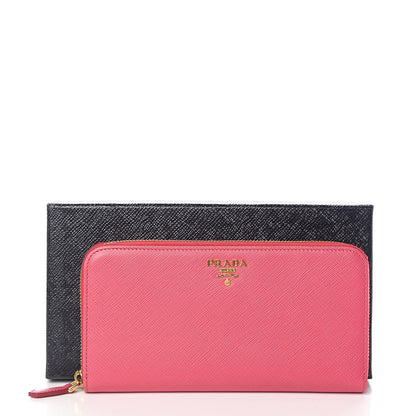 Prada Saffiano Metal Zip Around Wallet Peonia 9 of 9