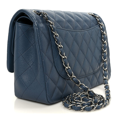 Chanel Caviar Quilted Jumbo Double Flap Blue 3 of 11