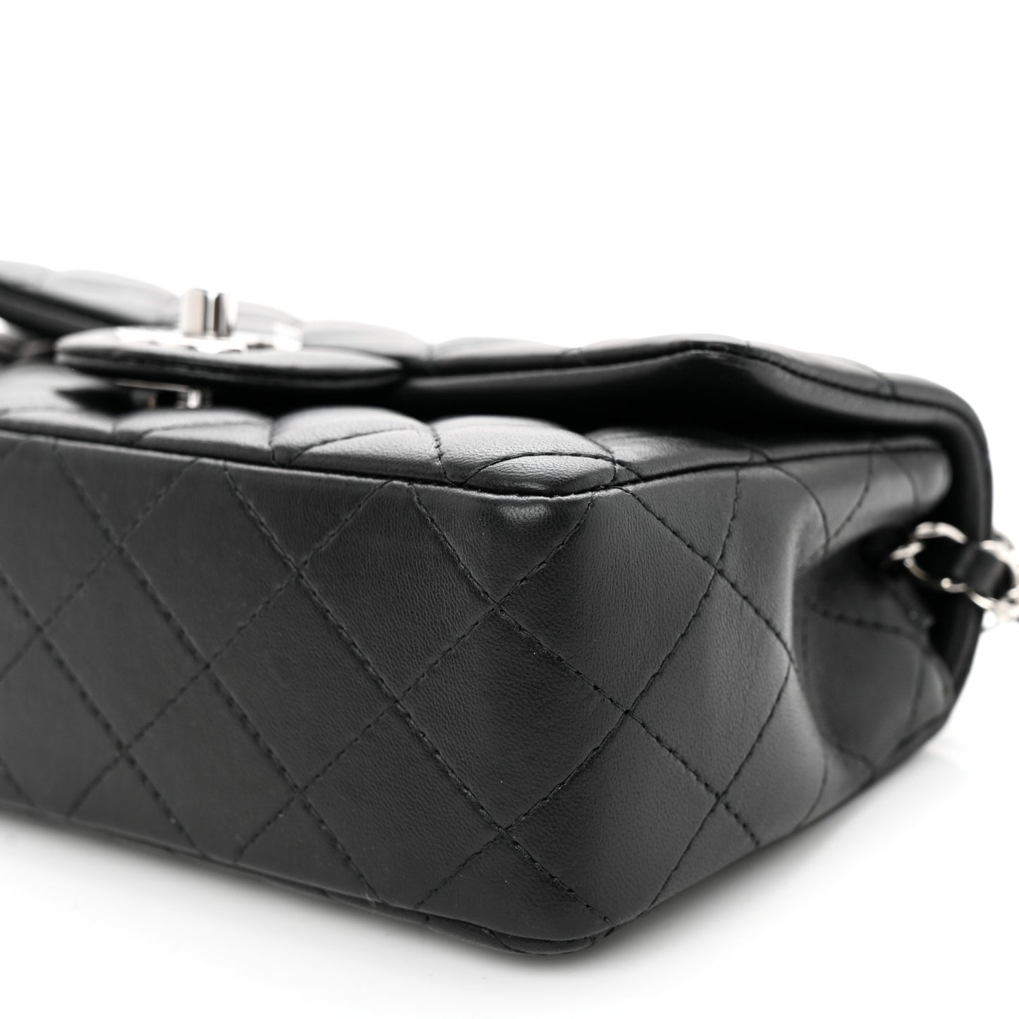 Lambskin Quilted Mini Rectangular Flap Black