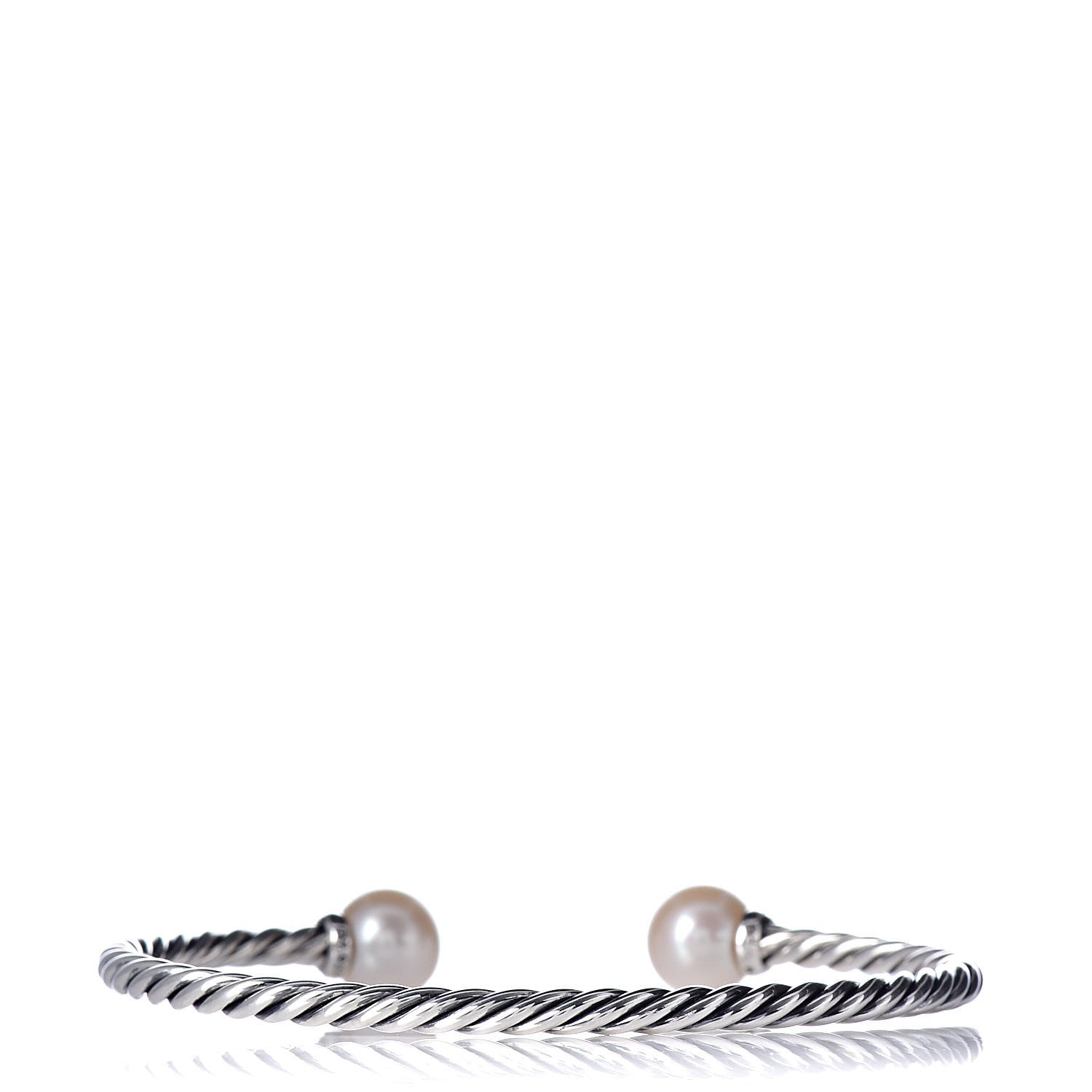 David Yurman Sterling Silver Diamond Pearl 9mm Solari Bracelet 3 of 5