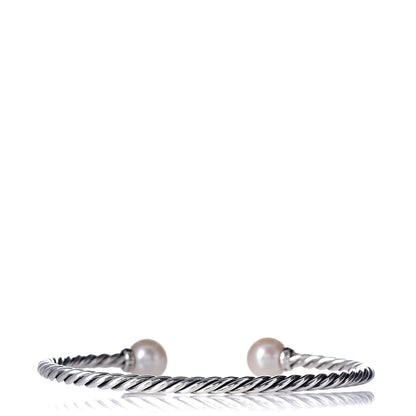 David Yurman Sterling Silver Diamond Pearl 9mm Solari Bracelet 3 of 5