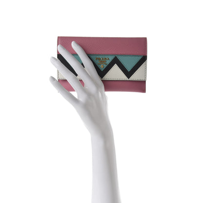 Prada Saffiano Greche Card Holder Peonia Turchese White 2 of 9