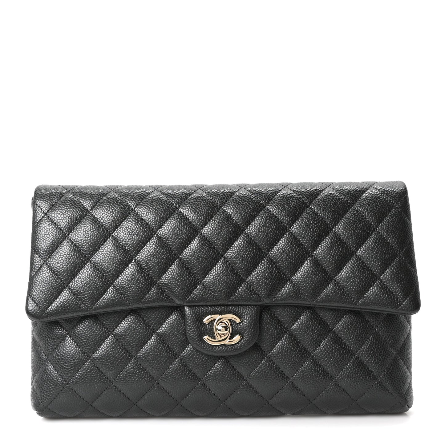 Caviar Quilted Flap Clutch Dark Grey