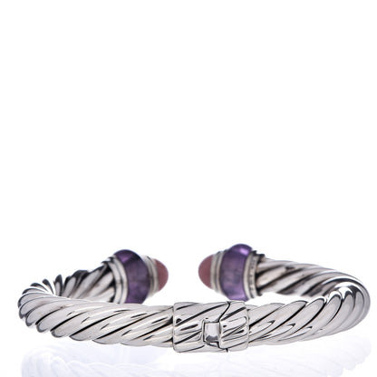David Yurman Sterling Silver Amethyst Rose Quartz 8mm Cable Classics Hinged Bracelet 3 of 4