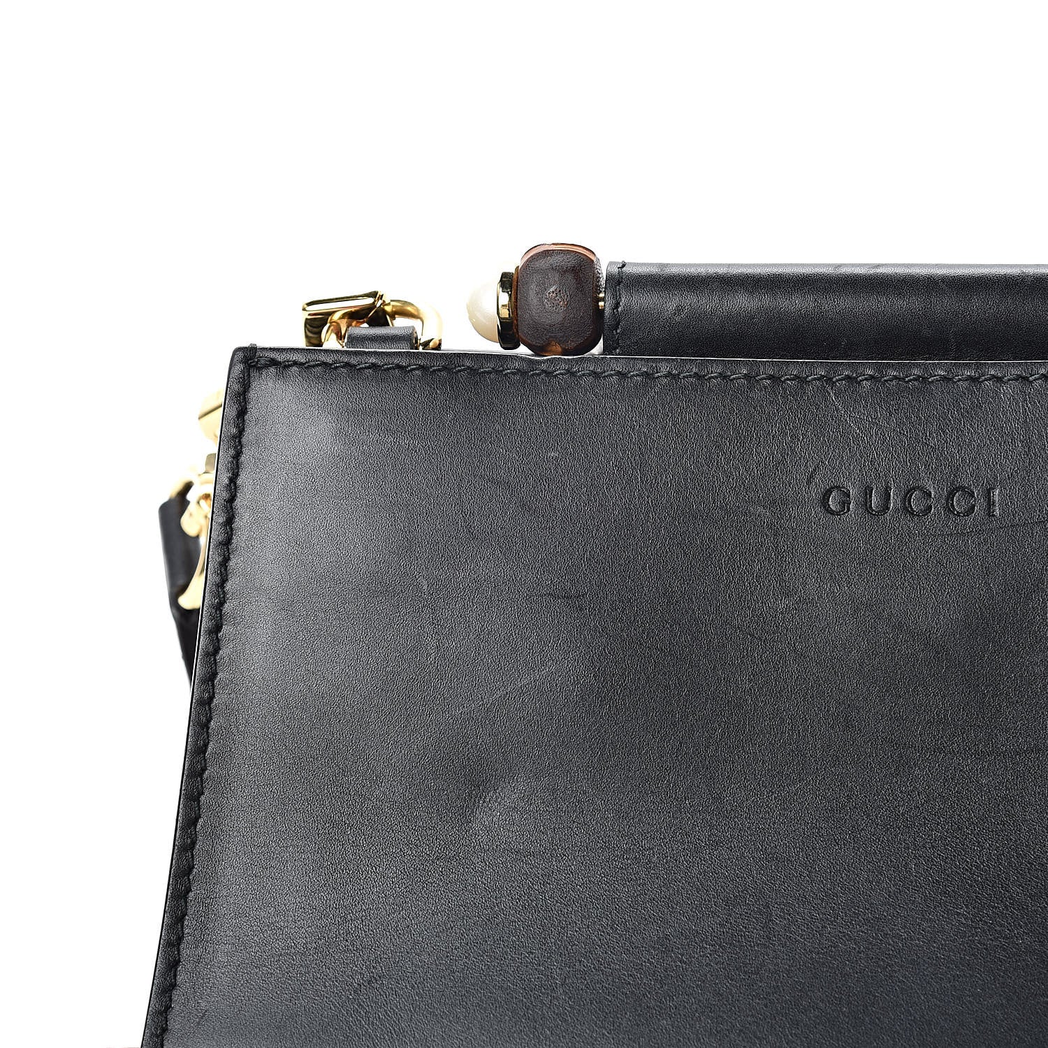 Gucci Nappa Bamboo Web Mini Nymphaea Top Handle Bag Black 13 of 17