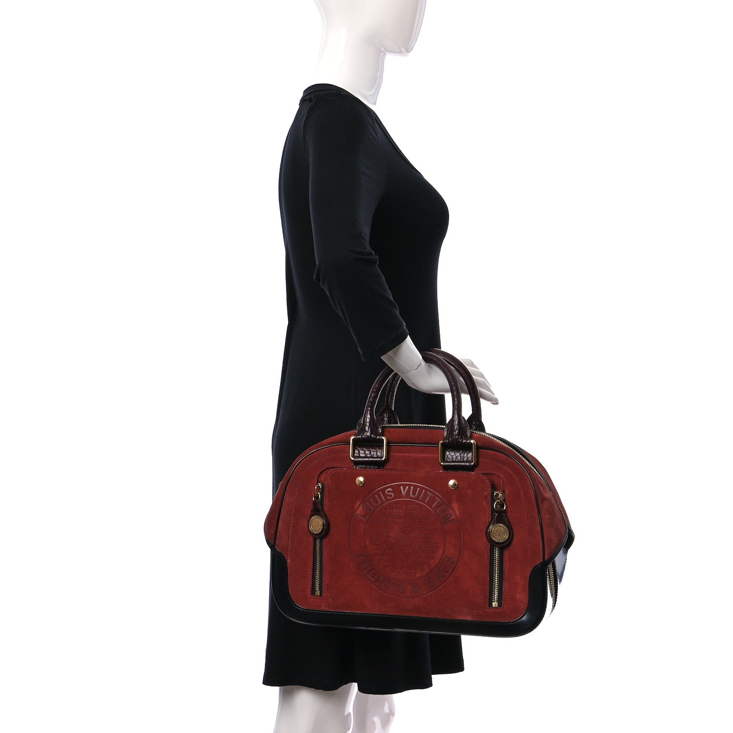 Louis Vuitton Suede Stamped Havane Bowler GM Brun 2 of 13