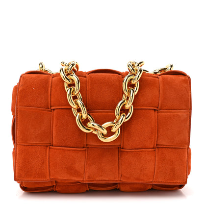Bottega Veneta Suede Maxi Intrecciato Padded Chain Cassette Crossbody Bag Maple 1 of 13