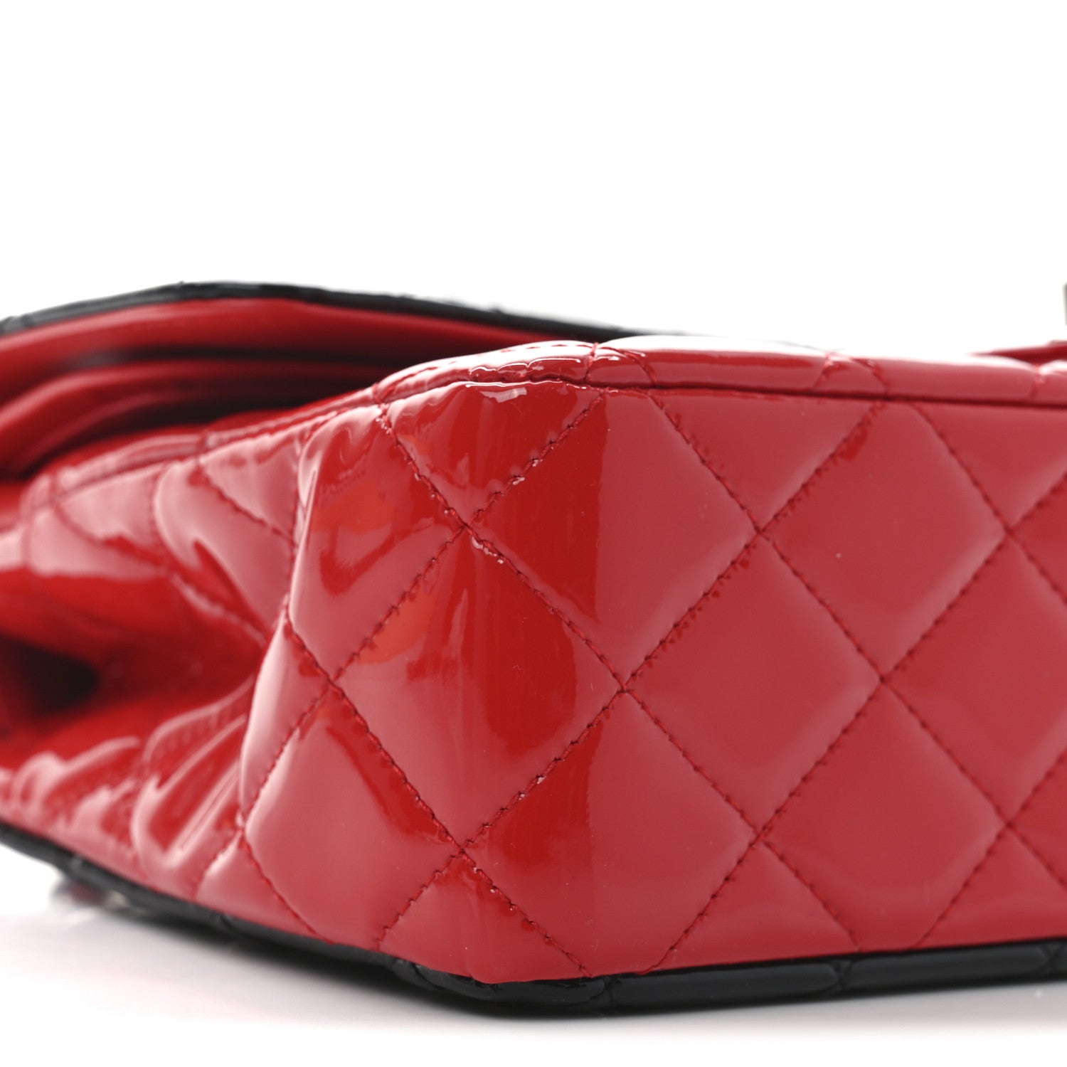 Chanel Patent Calfskin Quilted Bi-Color Medium Double Flap Black Red 9 of 10