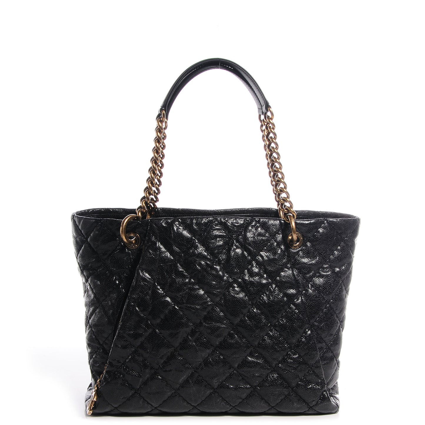 Glazed Caviar Large Coco Pleats Tote Black