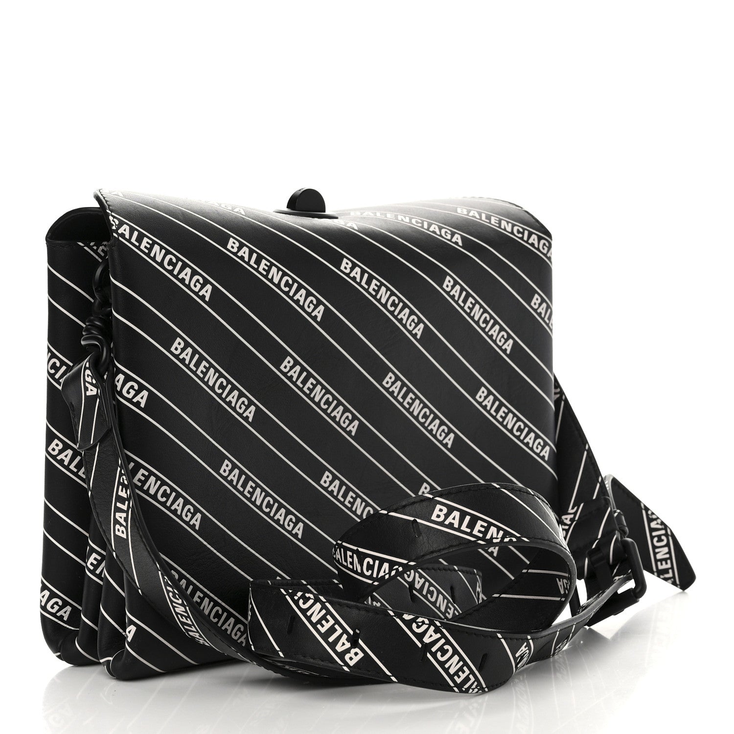 Balenciaga Calfskin All Over Logo Flap S Bag Black 3 of 19