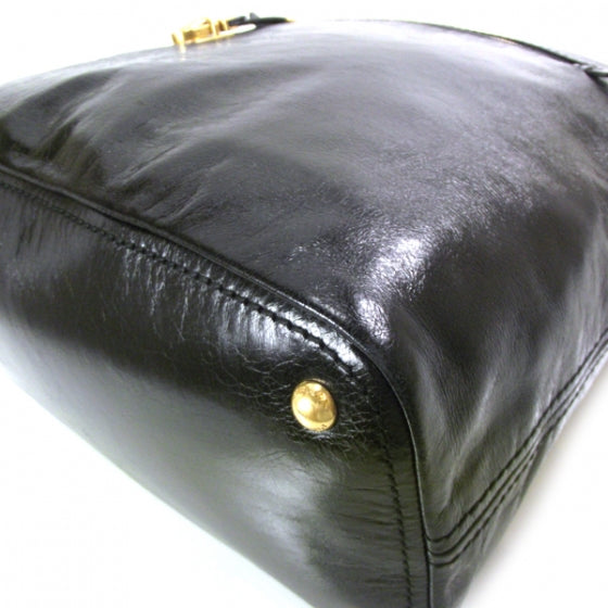 Prada Vitello Shine Buckle Shoulder Bag Black 5 of 12