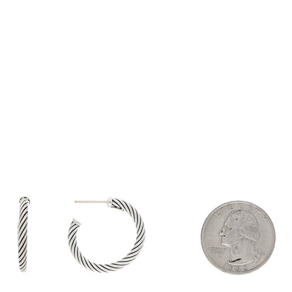 David Yurman Sterling Silver Small Cable Classics Hoop Earrings 2 of 4