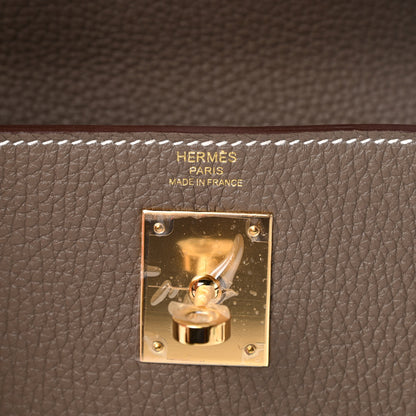 Hermes Taurillon Clemence Kelly Retourne 28 Etoupe 6 of 11