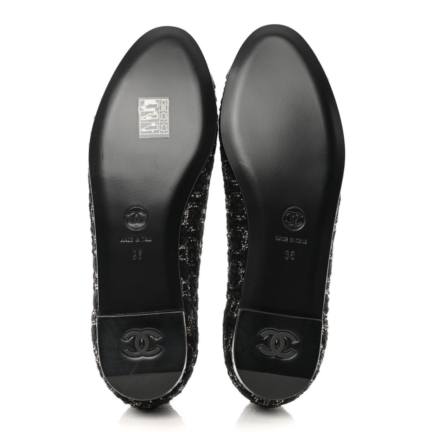 Tweed Cap Toe Ballerina Flats 36 Black