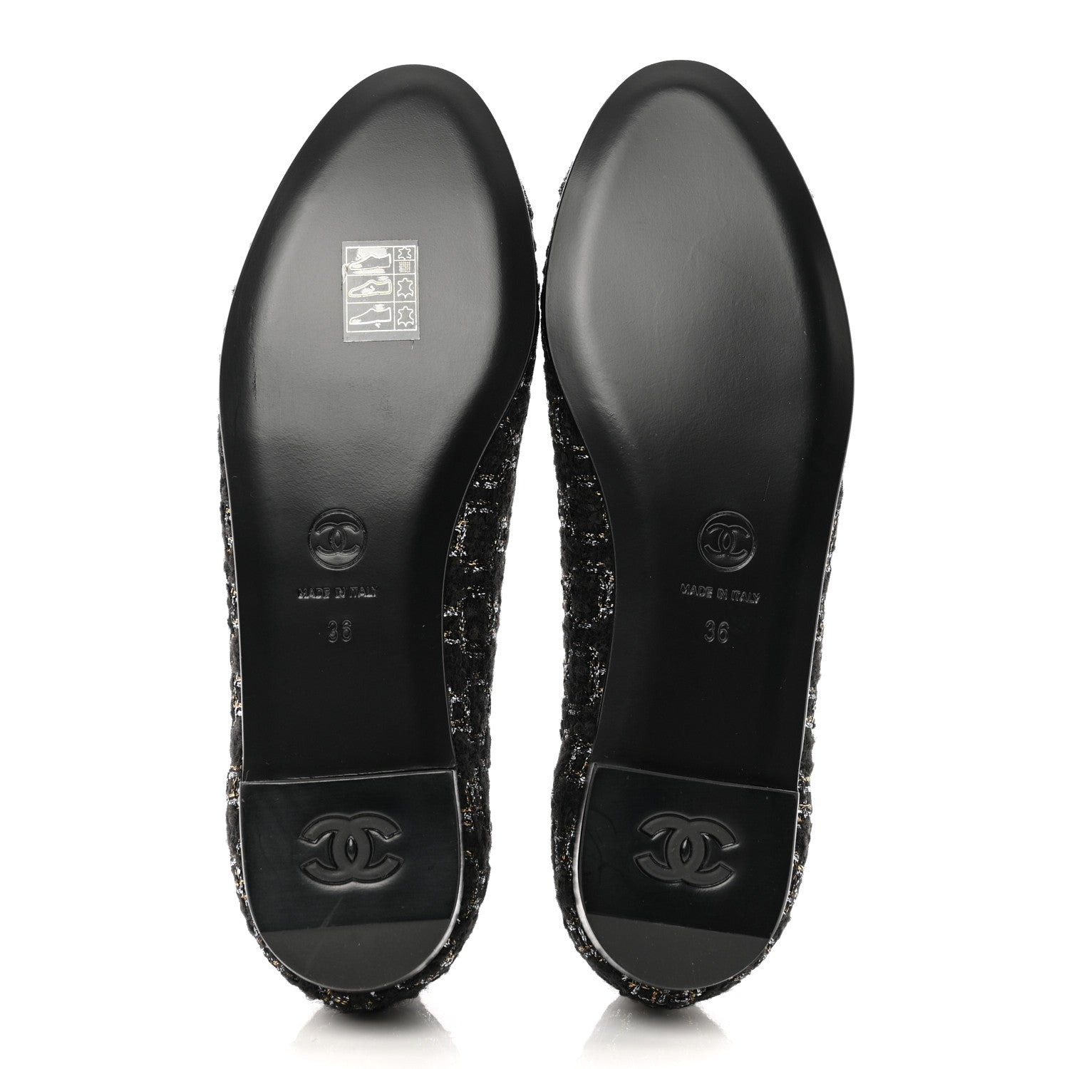 Chanel Tweed Cap Toe Ballerina Flats 36 Black 5 of 9
