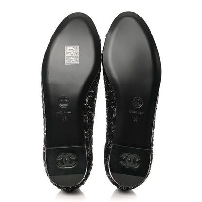 Chanel Tweed Cap Toe Ballerina Flats 36 Black 5 of 9