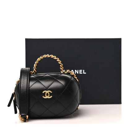 Chanel Lambskin Quilted CC Bubble Vanity Case With Chain Black 10 of 10