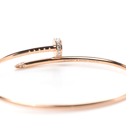 Cartier 18K Pink Gold Diamond Small Juste Un Clou Bracelet 16 4 of 7