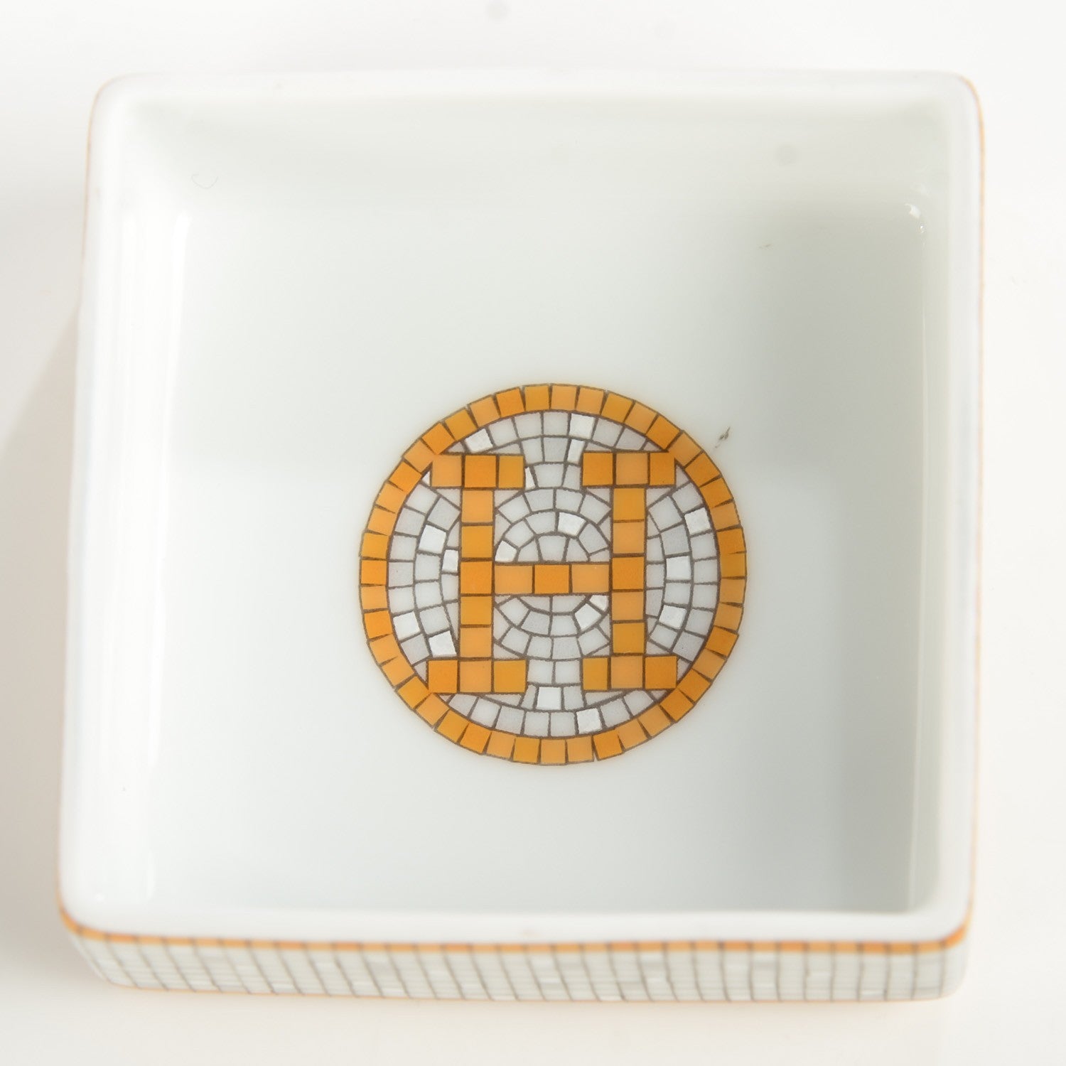 Hermes Porcelain Small Mosaique Au 24 Sugar Box 9 of 10