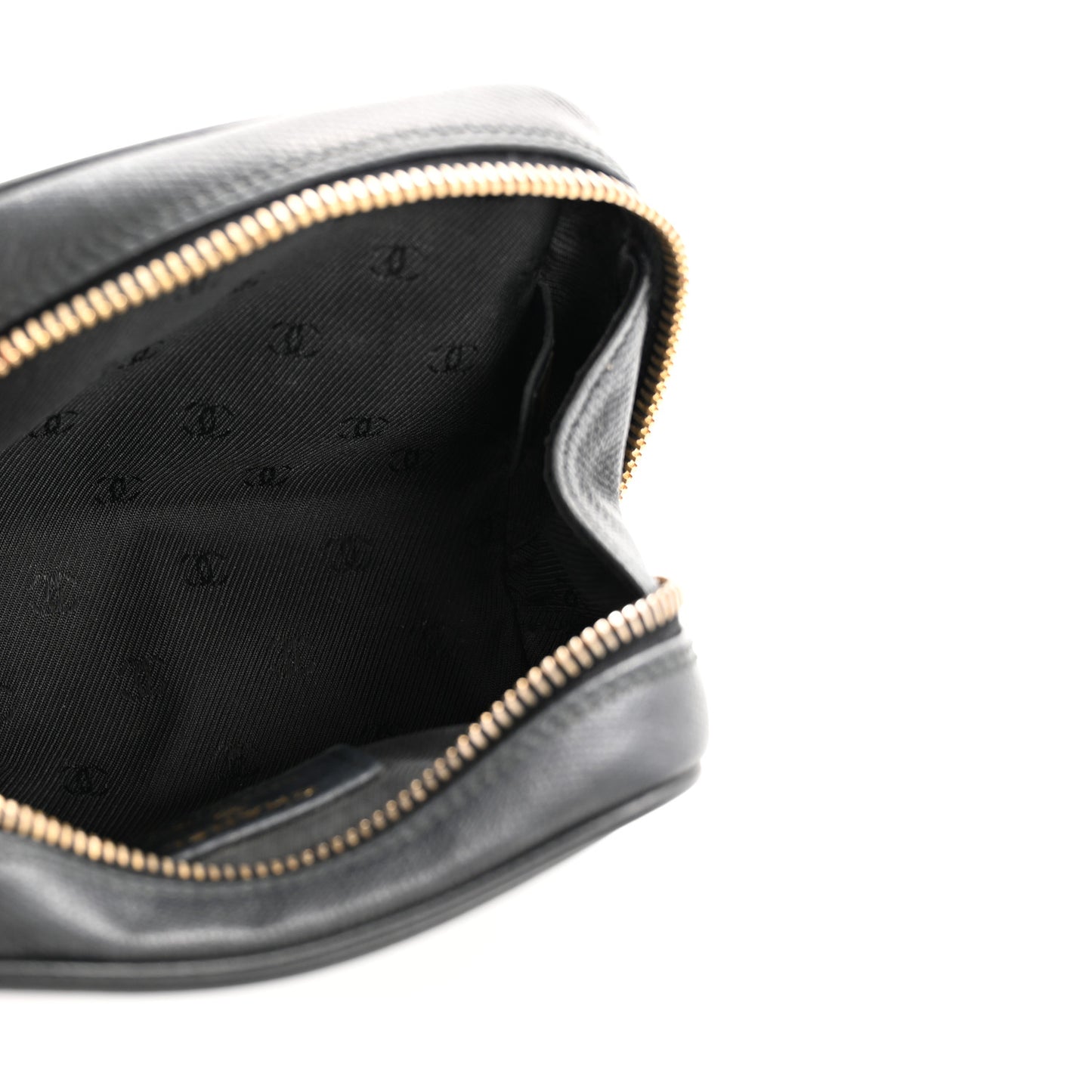 Grained Calfskin CC Button Cosmetic Case Black