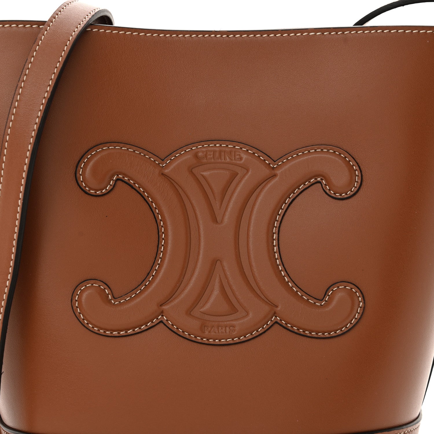 Celine Smooth Calfskin Small Cuir Triomphe Bucket Bag Tan 8 of 11