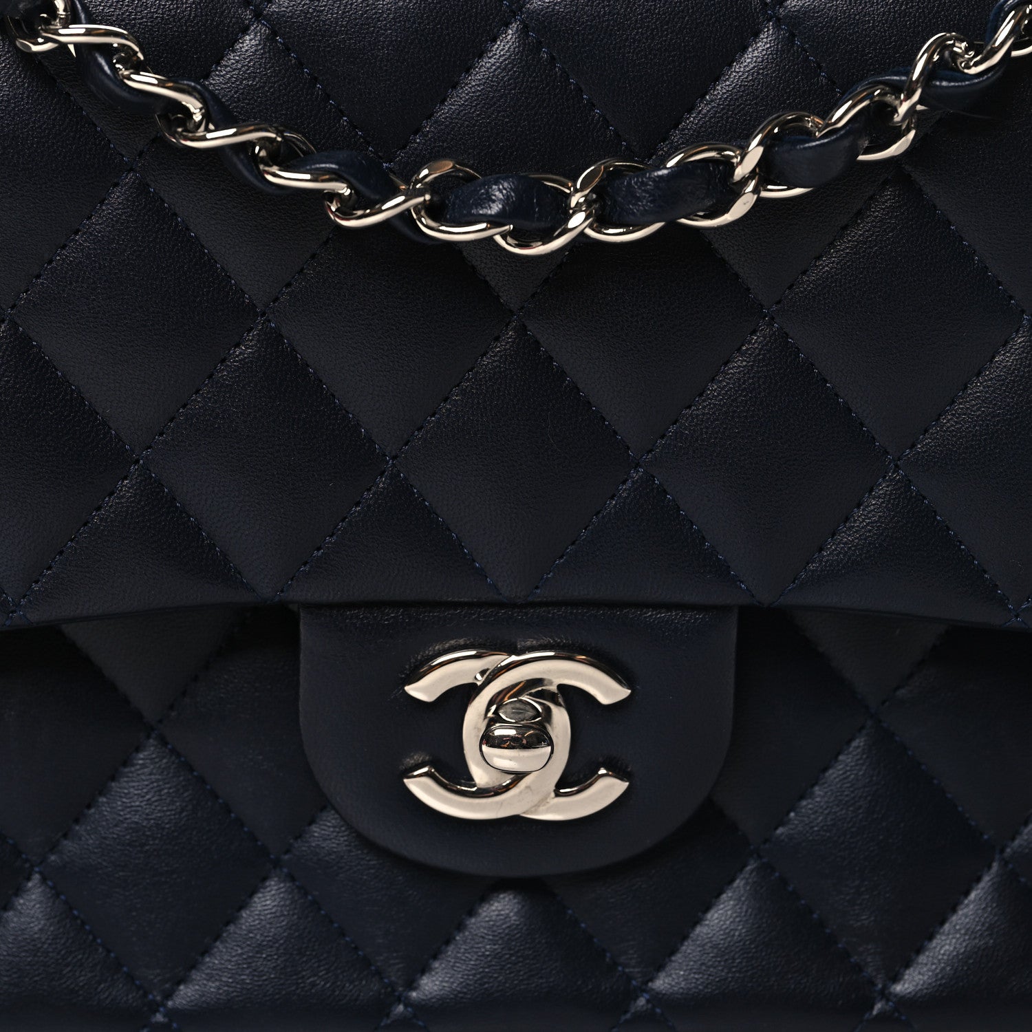 Chanel Lambskin Quilted Medium Double Flap Navy 8 of 10