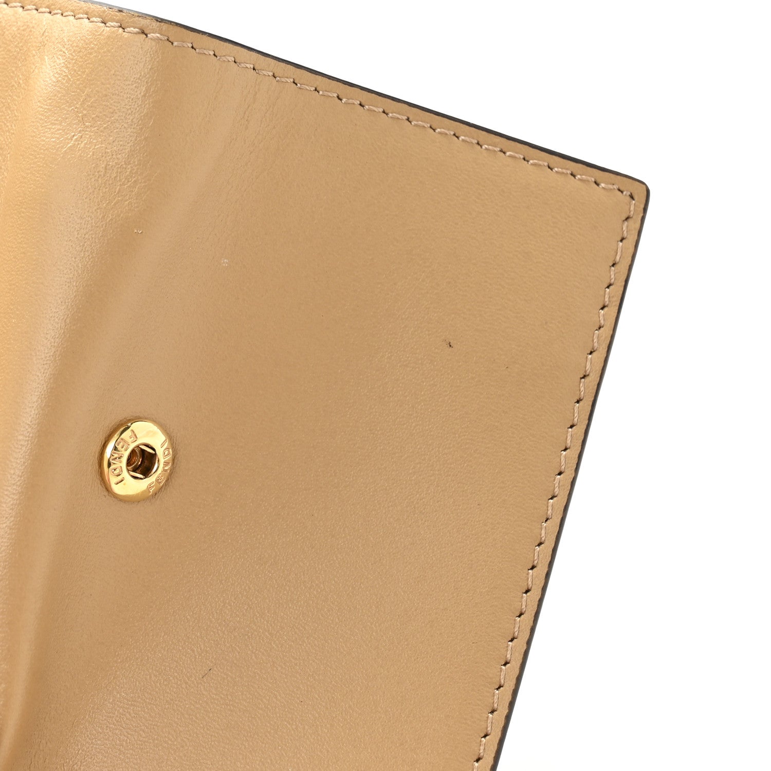 Fendi Vitello King Tamponato Embossed Fendi Roma Micro Tri-Fold Wallet Poudre 9 of 10
