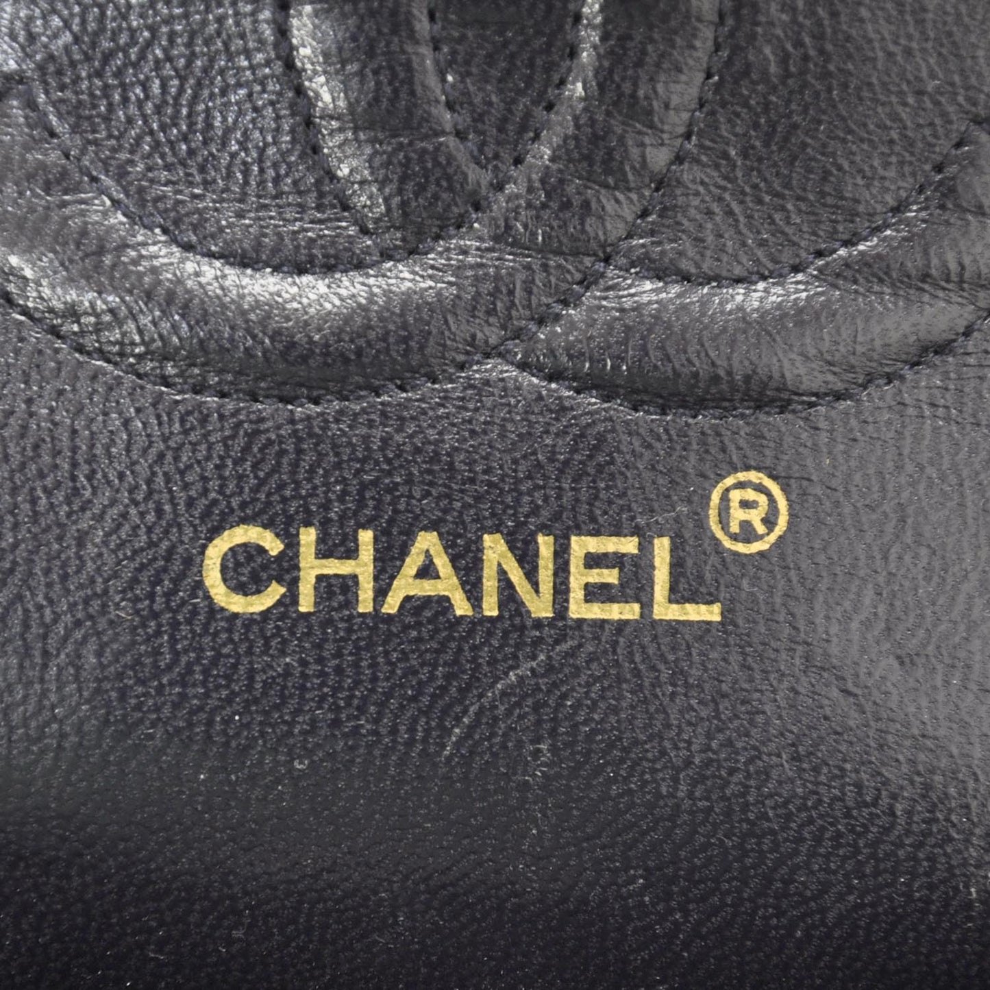 Lambskin Quilted Medium Double Flap Navy