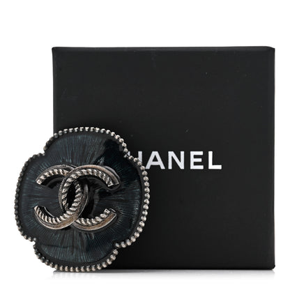Chanel Ruthenium Enamel CC Brooch Silver Blue 5 of 5