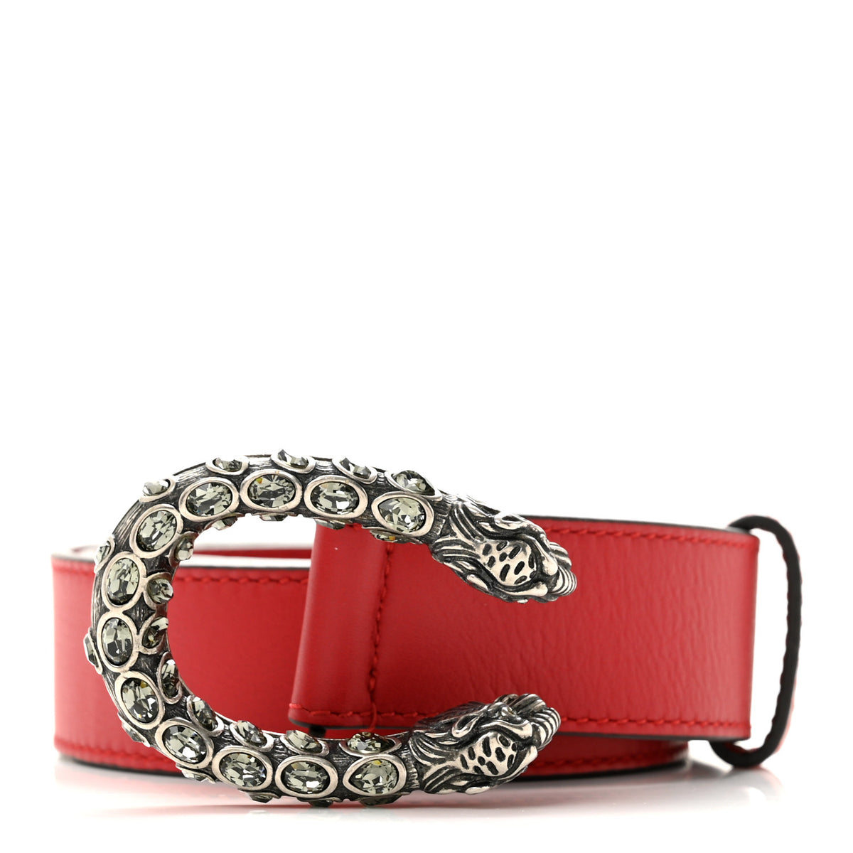 Gucci Moon Calfskin Crystal Dionysus 30mm Belt 105 42 Hibiscus Red 1 of 5