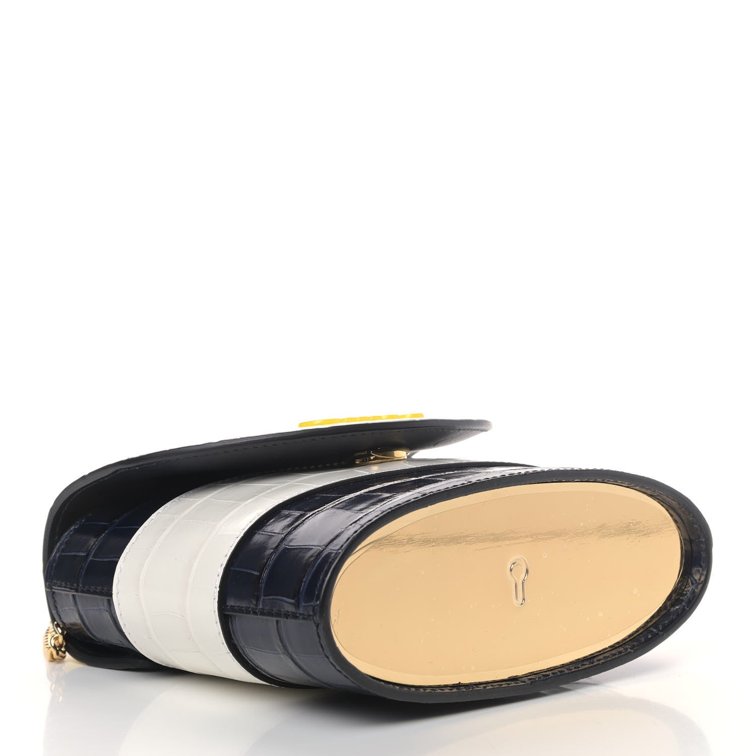 Chloe Calfskin Crocodile Embossed Small Aby Lock Full Blue 3 of 4