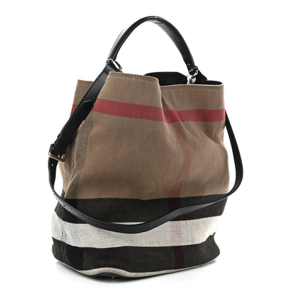 Burberry Canvas Mega Check Medium Ashby Hobo Saddle Black 3 of 19