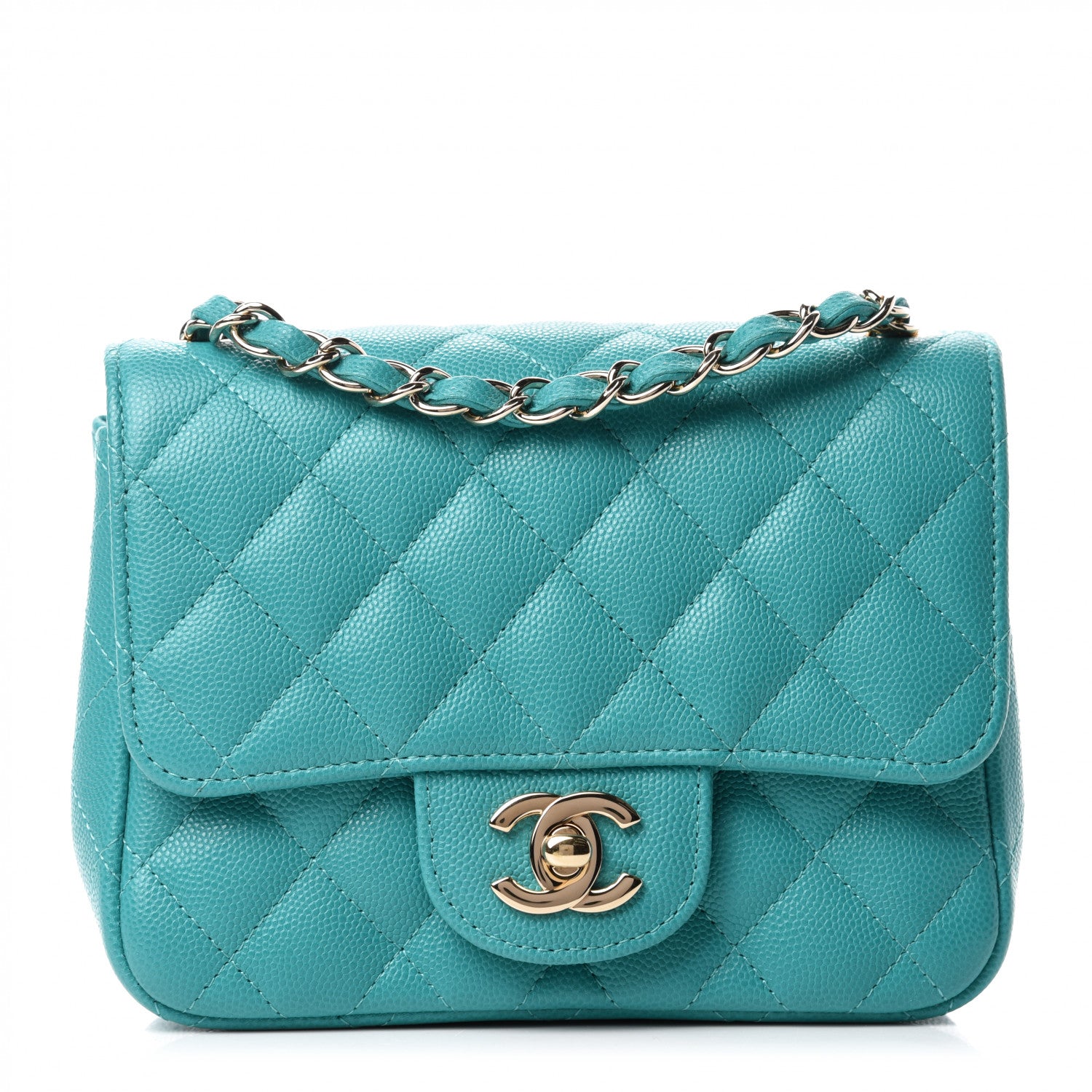 Chanel Caviar Quilted Mini Square Flap Turquoise 1 of 11