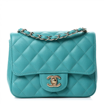 Chanel Caviar Quilted Mini Square Flap Turquoise 1 of 11
