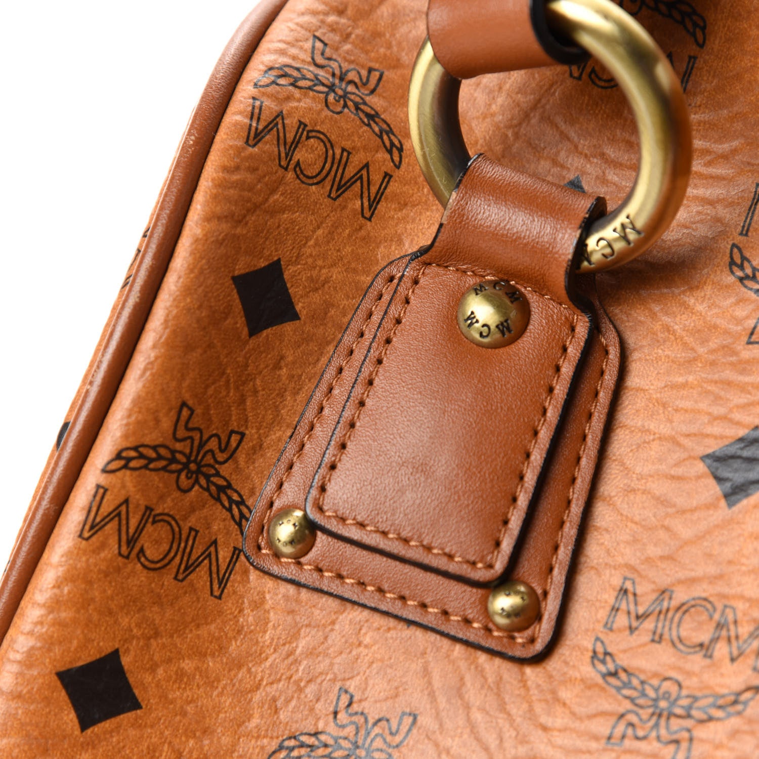 MCM Visetos Small Boston Bag Cognac 12 of 18