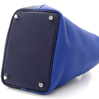 Hermes Taurillon Clemence Casaque Picotin Lock 18 PM Bleu Electrique Bleu Encre 10 of 10