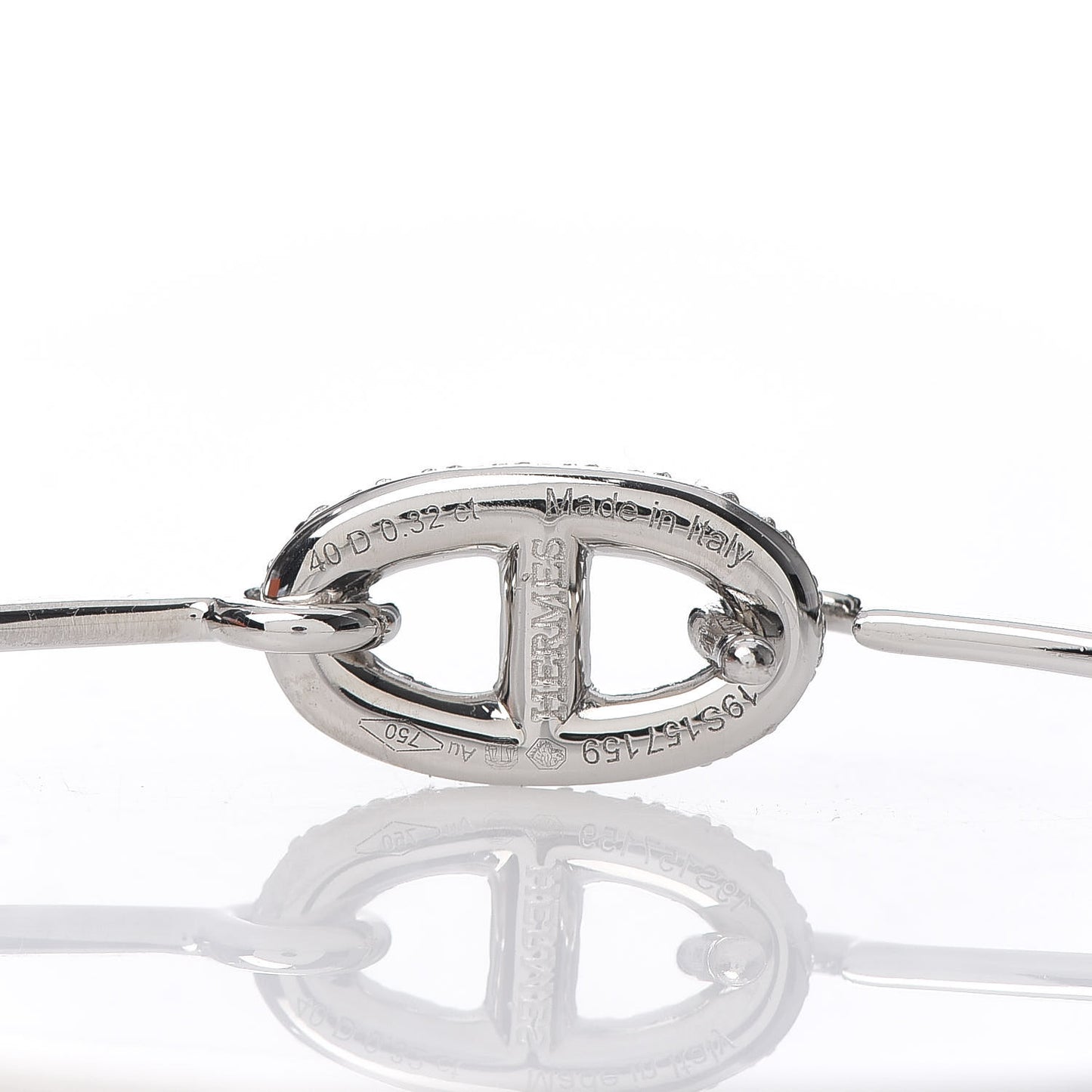 18K White Gold Diamond PM Ronde Chaine d'Ancre Bracelet ST