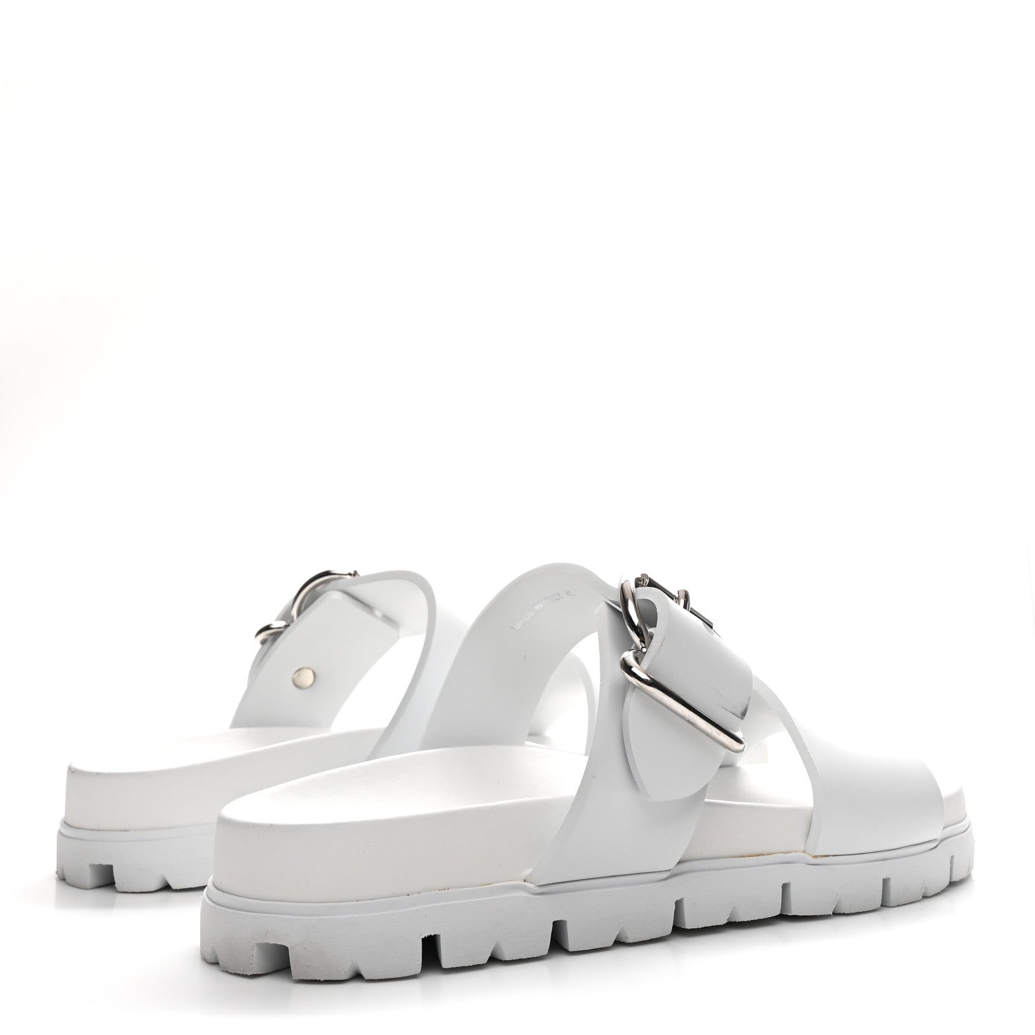 Prada EVA Rubber Double Strap 20mm Fussbett Sandals 40 White 5 of 9