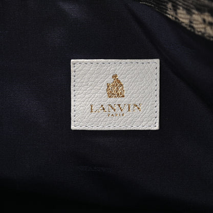 Lanvin Lizard Effect Calfskin Moon River Tote Black White 6 of 9