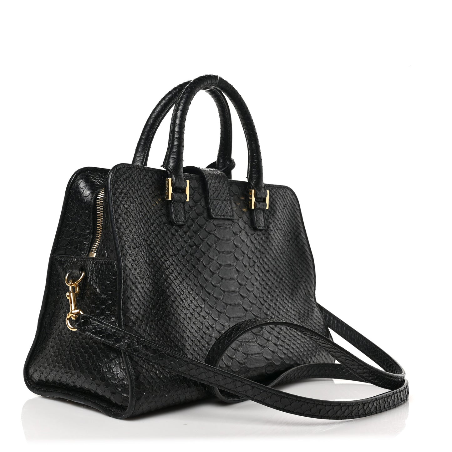 Python Calfskin Embossed Monogram Baby Cabas Black