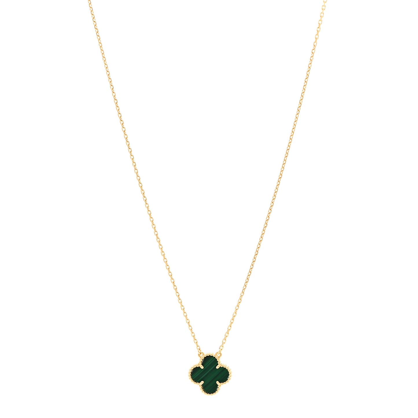 VAN CLEEF &amp; ARPELS 18K Yellow Gold Malachite Vintage Alhambra Pendant Necklace