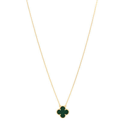Van Cleef & Arpels VAN CLEEF &amp; ARPELS 18K Yellow Gold Malachite Vintage Alhambra Pendant Necklace 1 of 6