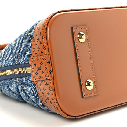 Louis Vuitton Denim Calfskin Reverse Monogram Malletage Alma BB Blue 7 of 8