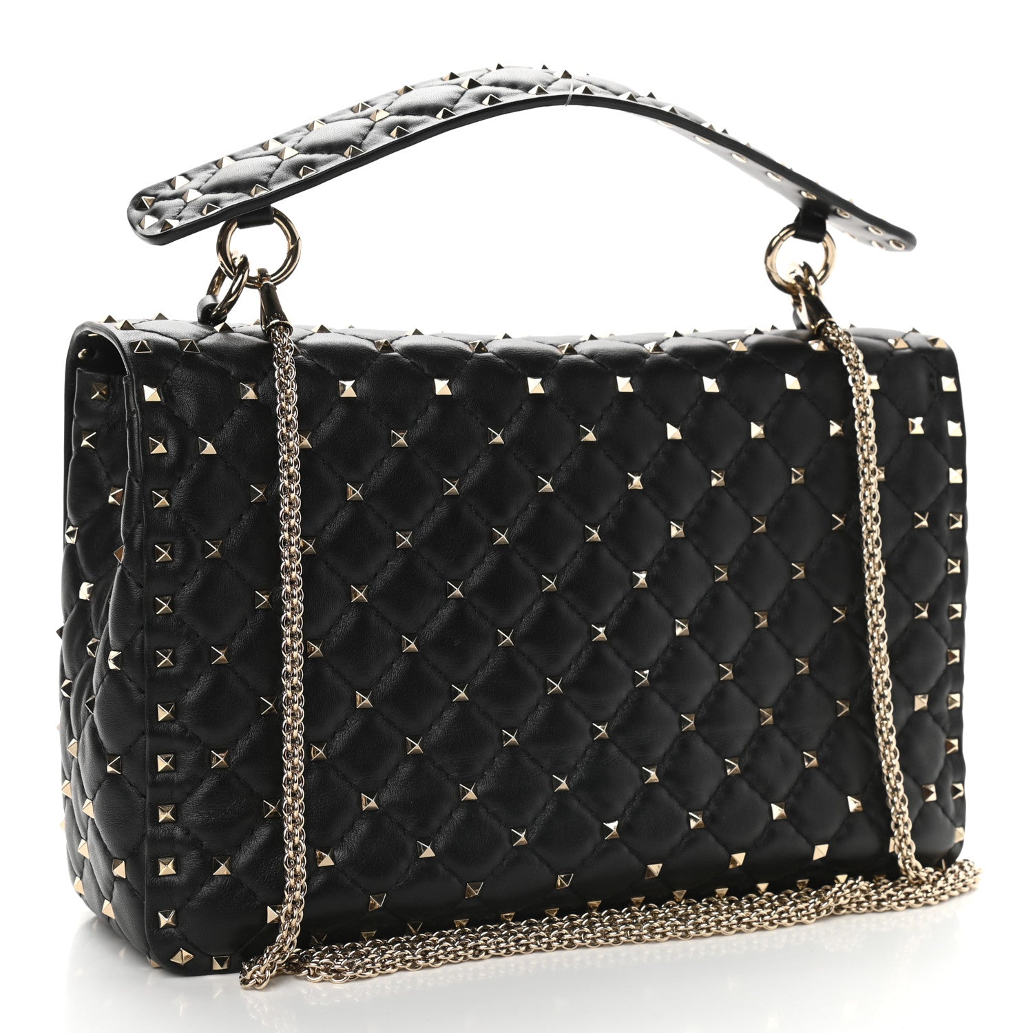 Valentino Garavani Lambskin Large Rockstud Spike Shoulder Bag Black 3 of 8