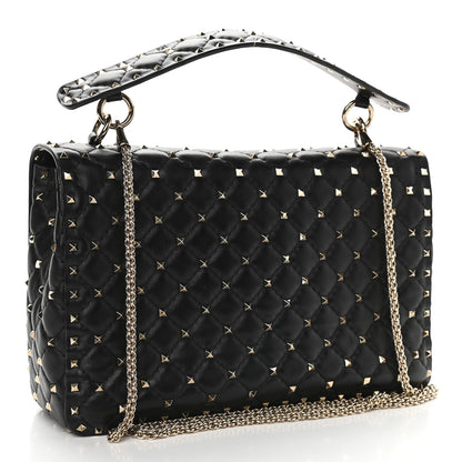 Valentino Garavani Lambskin Large Rockstud Spike Shoulder Bag Black 3 of 8