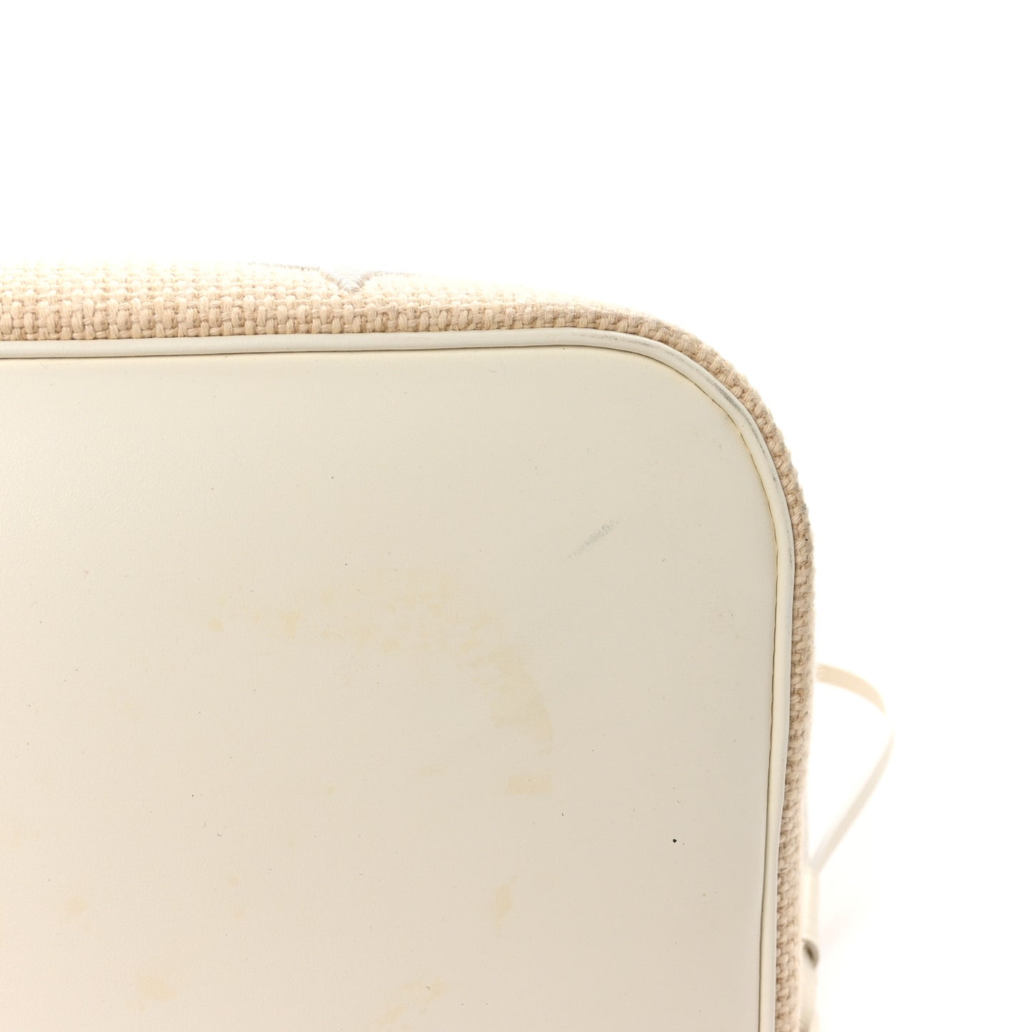 Cotton Monogram Embroidered Neverfull MM Beige White