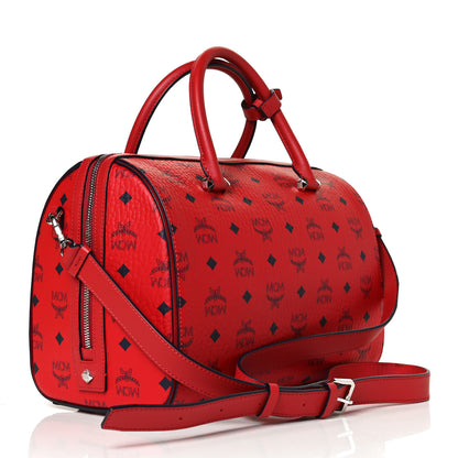 MCM Visetos Medium Essential Boston Bag Red 3 of 13