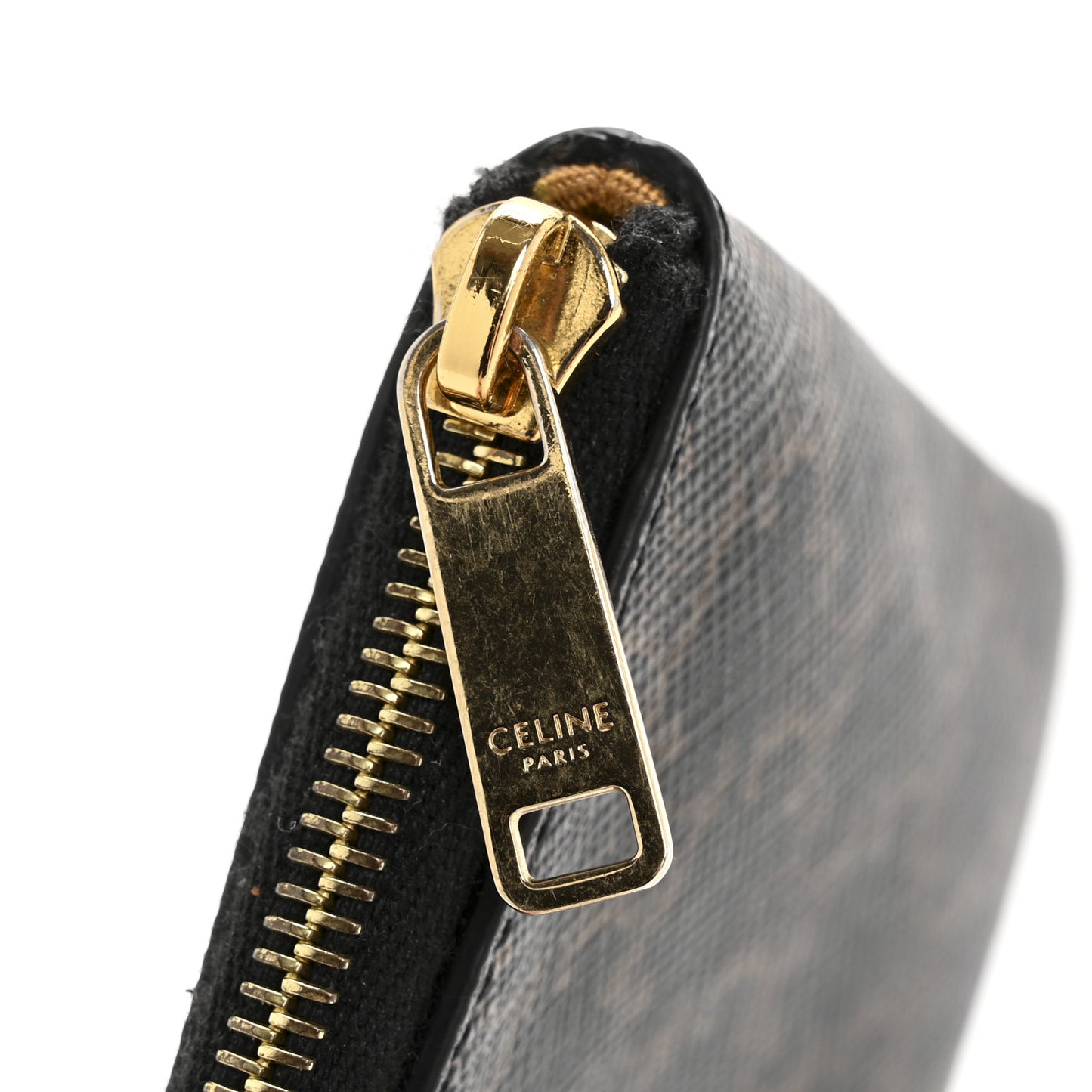 Triomphe Canvas Logo Coin and Card Pouch With Hook Black