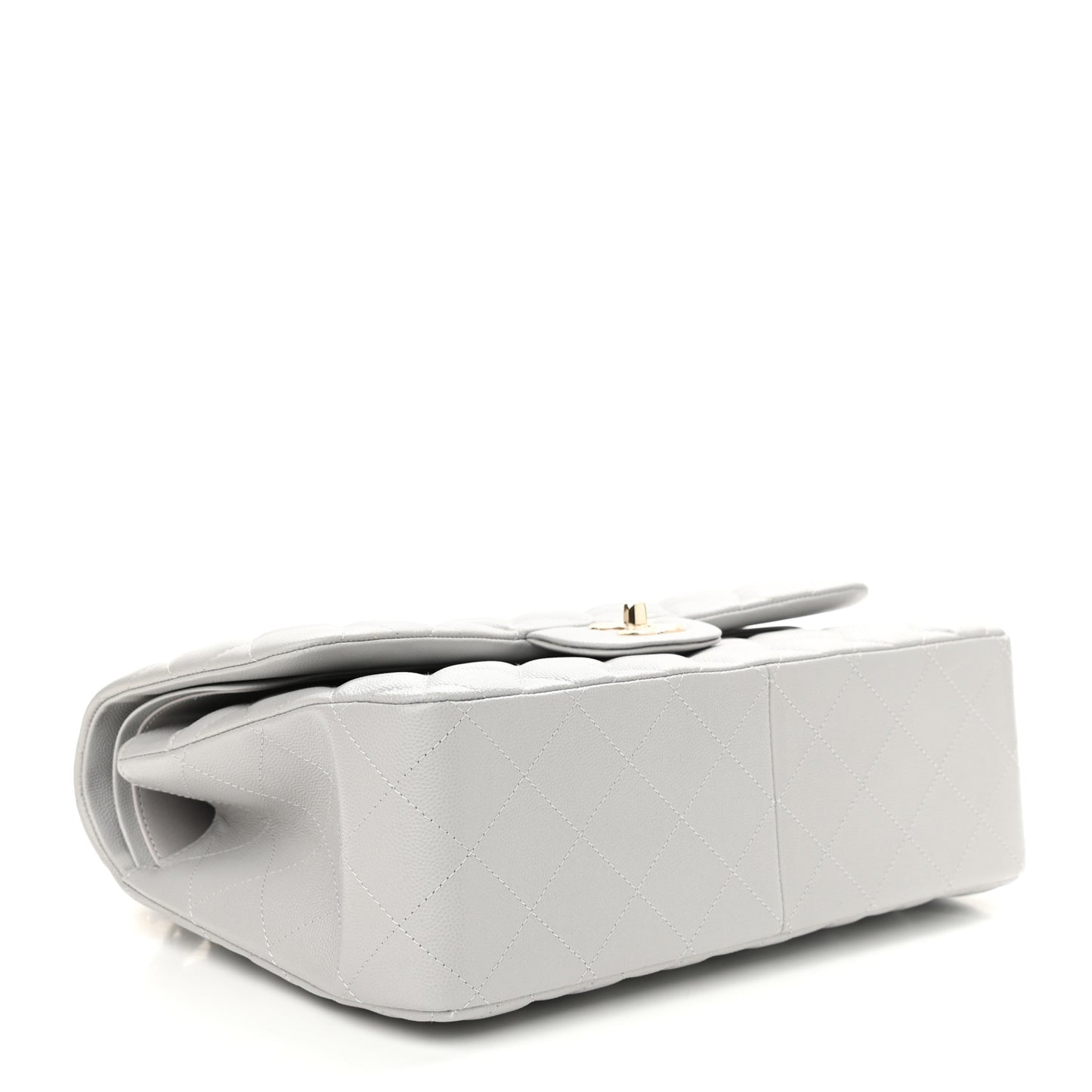 Caviar Quilted Jumbo Double Flap Grey